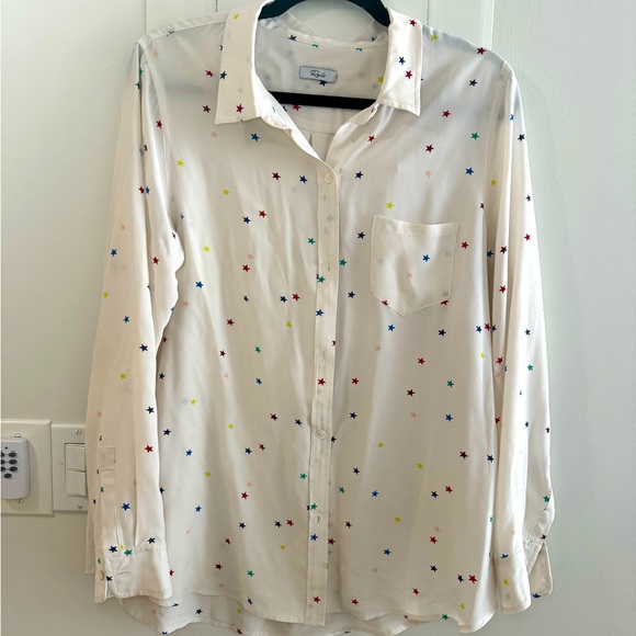 Rails rainbow star print silk blouse button down blouse - Picture 1 of 5